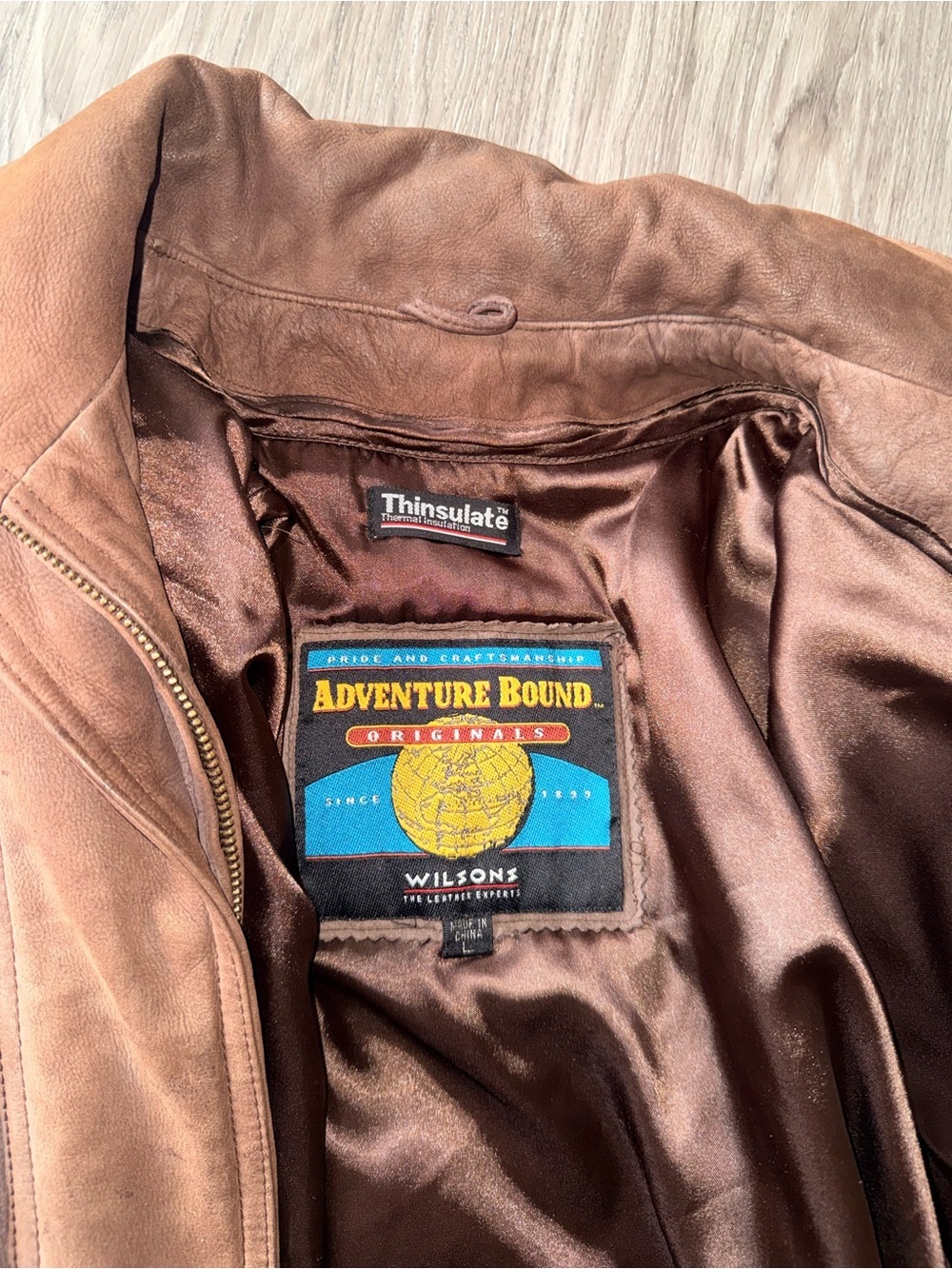 Wilson Men's Brown Leather Bomber Jacket with Snap Closure - Picture 4 of 11